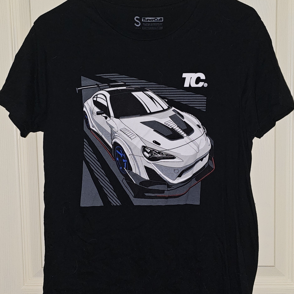 Silver Jeans Black Tee with Car Design